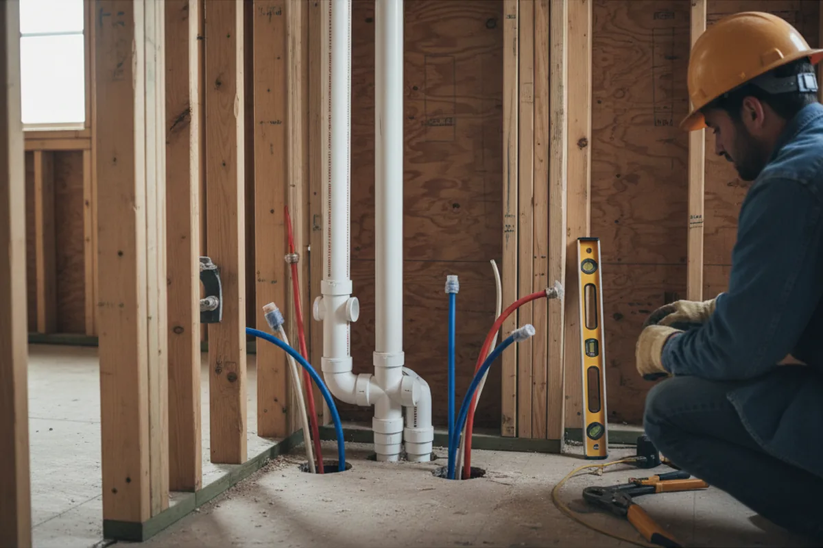 Drain and supply rough-in during Garbage Disposal Repair in Stow