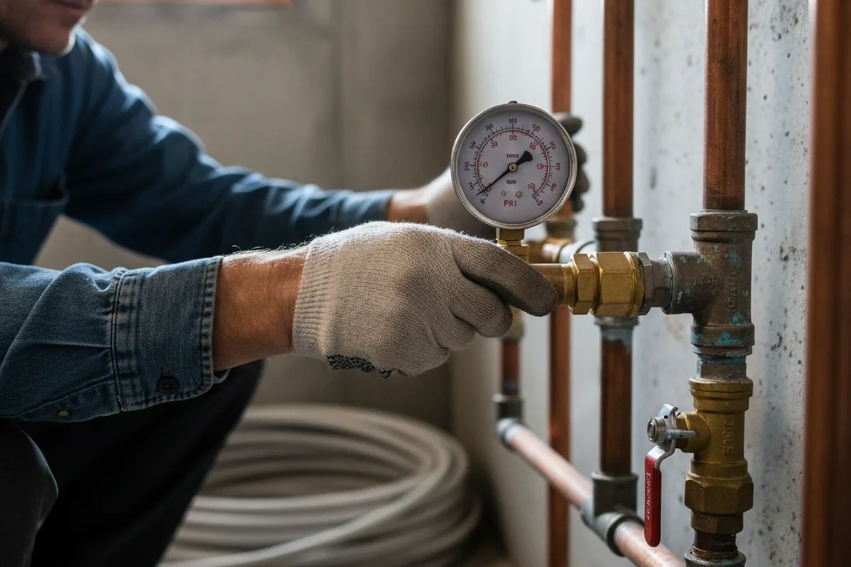 Pressure testing a repaired line during Water Line Repair in Stow